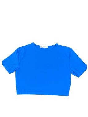 Zara Bright Blue Short Sleeve Crop Top